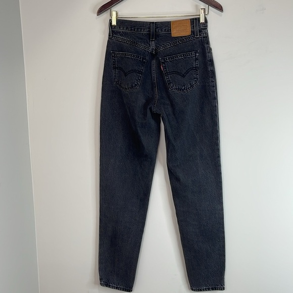 Levi’s Premium 80’s Mom Jeans Black High Rise Tapered Big E Size 25 - Picture 8 of 14